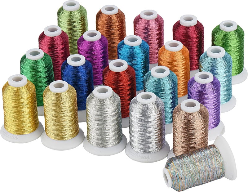simthread Best 21 Colors Metallic Embroidery Machine Thread Kit 500M(550Y) for Computerized Embroidery and Decorative Sewing - Image 1